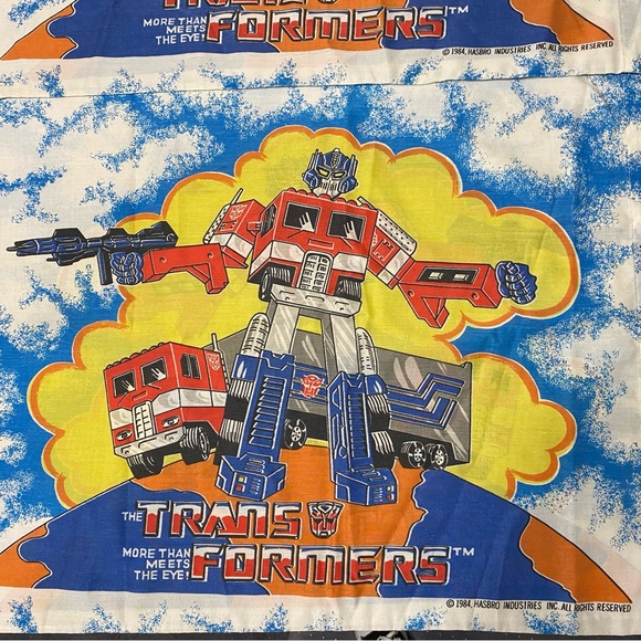 2 Vintage Transformers Twin Pillowcases Optimus Prime Hasbro Cartoon 1984 - Picture 6 of 10